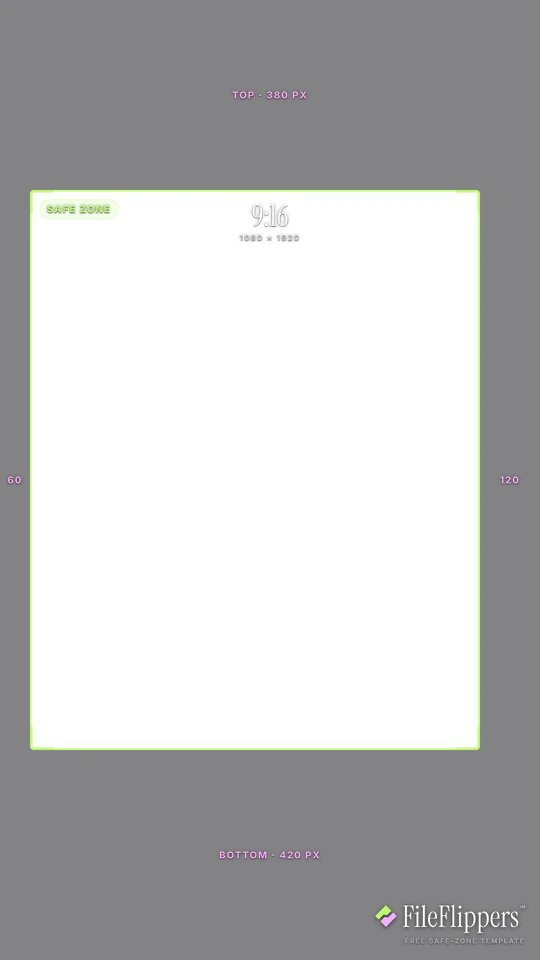 Free combined 9:16 safe zone overlay template that works on TikTok, Reels and Shorts — 1080×1920 — FileFlippers