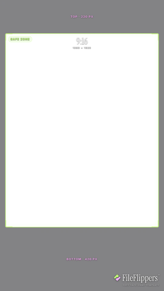 Free Instagram and Facebook Reels safe zone overlay template — 9:16 1080×1920 with caption and UI margins — FileFlippers