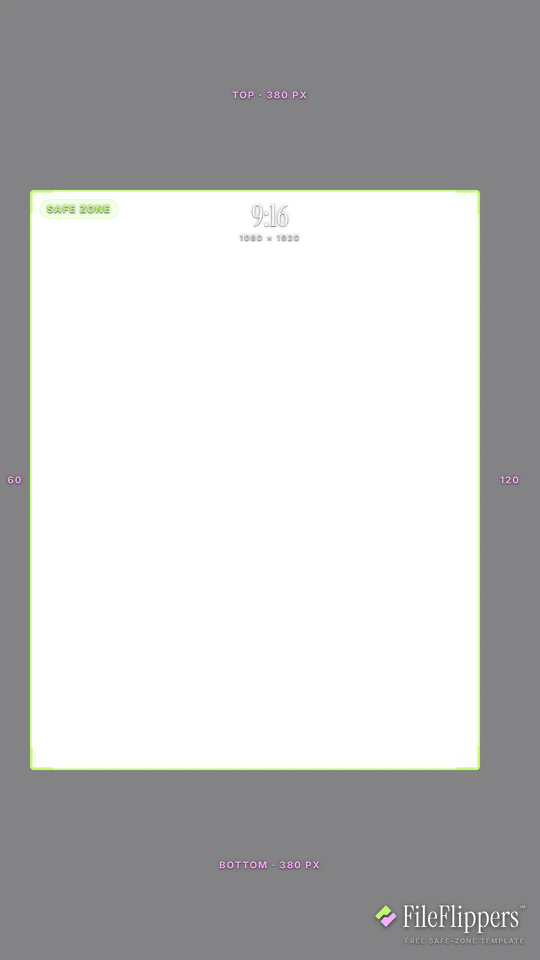 Free YouTube Shorts safe zone overlay template — 9:16 1080×1920 with title and UI margins — FileFlippers